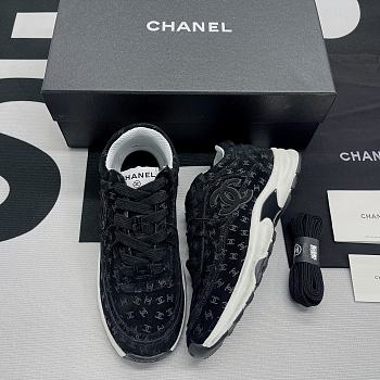 Chanel Trainer Printed Suede Calfskin Black