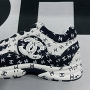 Chanel Trainer Printed Suede Calfskin White & Black - 5