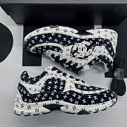 Chanel Trainer Printed Suede Calfskin White & Black - 3