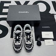 Chanel Trainer Printed Suede Calfskin White & Black - 2