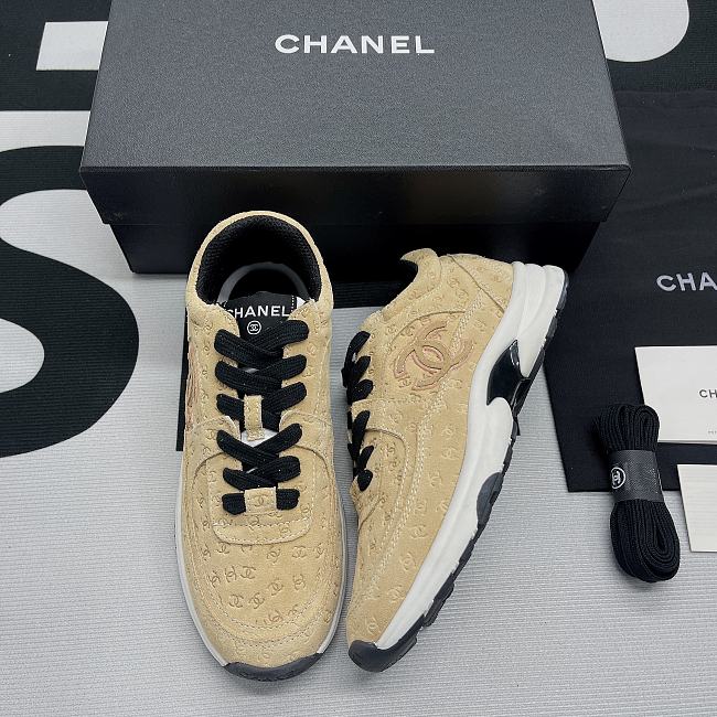 Chanel Trainer Printed Suede Calfskin Apricot - 1