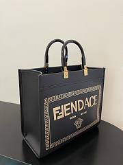 Fendi x Versace Sunshine Medium Fendace Printed black leather Logo shopper - 8BH386 - 35x17x31cm - 5