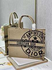 DIOR | Medium Book Tote Beige Jute Canvas Embroidered With Union Motif  - 6