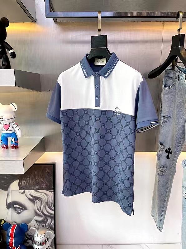 Gucci Polo Men Shirt Blue And White BD00105 - 1