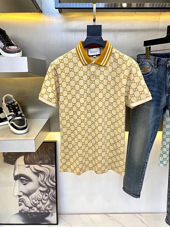 Gucci Embroidered GG Yellow Polo Shirt 