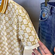 Gucci Embroidered GG Yellow Polo Shirt  - 4