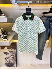 Gucci Embroidered GG Green and White Polo Shirt - 1