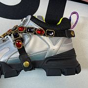 Gucci Flashtrek Sneakers With Removable Crystal Silver - 5