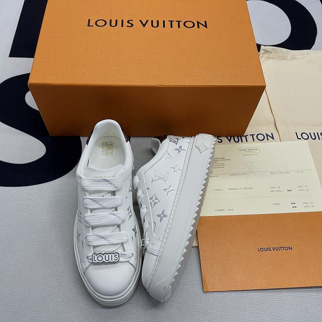 Louis Vuitton Time Out Debossed Monogram Leather White Silver (W) 1A9HBD - 1