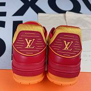 Louis Vuitton Trainer Sneaker Bordeaux Red Monogram Embossed Grained Calf Leather - 6