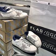 Golden Goose Super-Star White Royal Blue Grey Suede Patch GMF00102F00218110509 - 2