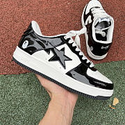 A Bathing Ape Bape Sta Patent Leather Black White 001FWI701002I - 1