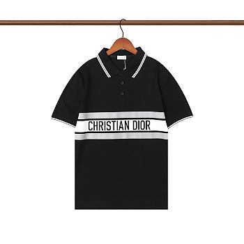 CHRISTIAN DIOR 2022 New Summer Cotton Black Polo Shirts