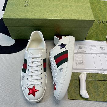 Gucci Ace Stars Low Top Sneakers White & Metallic Leather