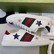 Gucci Ace Stars Low Top Sneakers White & Metallic Leather - 6