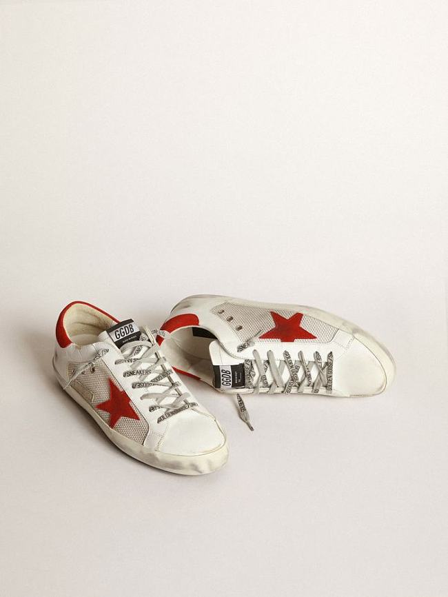 Golden Goose White Superstar sneakers in leather with red star - 1