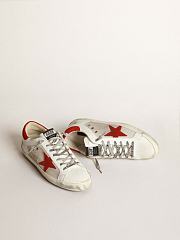 Golden Goose White Superstar sneakers in leather with red star - 1