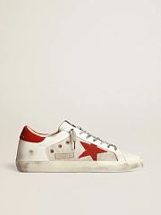 Golden Goose White Superstar sneakers in leather with red star - 6