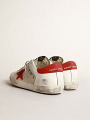 Golden Goose White Superstar sneakers in leather with red star - 5