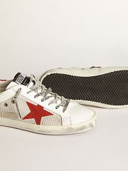 Golden Goose White Superstar sneakers in leather with red star - 3