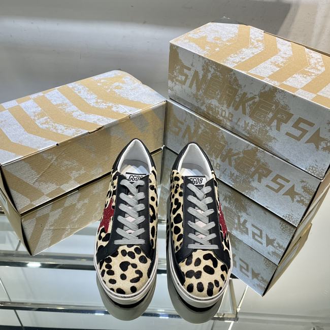 Golden Goose Sneakers Super-Star Black Grey Leopard  - 1