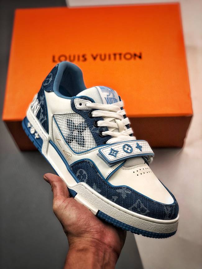 Louis Vuitton Monogram Unisex Street Style Plain Oversized Logo Sneakers Blue - 1