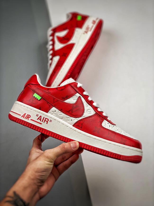 Louis Vuitton Nike Air Force 1 Low By Virgil Abloh White Red  - 1