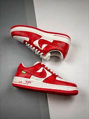 Louis Vuitton Nike Air Force 1 Low By Virgil Abloh White Red  - 3