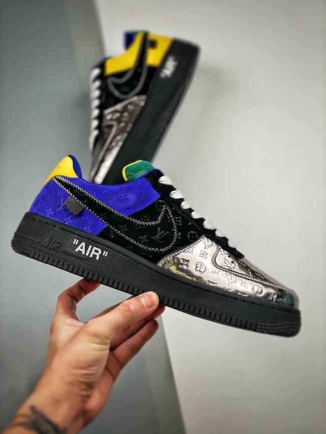 Louis Vuitton Nike Air Force 1 Low By Virgil Abloh Black Metallic Silver - 1