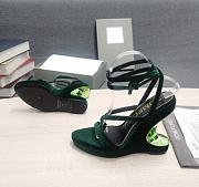 TOM FORD Velvet Ankle-strap Wedge Sandals In Forest - 3