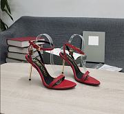 TOM FORD Padlock Embellished Velvet Sandals In Red  - 1