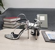 TOM FORD LAMINATED NAPPA PADLOCK POINTY NAKED SANDAL SILVER W2272S-LSP014 - 5