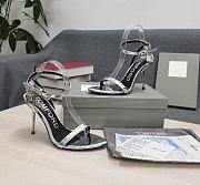 TOM FORD LAMINATED NAPPA PADLOCK POINTY NAKED SANDAL SILVER W2272S-LSP014 - 6