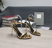 TOM FORD LAMINATED NAPPA PADLOCK POINTY NAKED SANDAL GOLD W2272T-LSP014 - 1