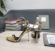 TOM FORD LAMINATED NAPPA PADLOCK POINTY NAKED SANDAL GOLD W2272T-LSP014 - 5