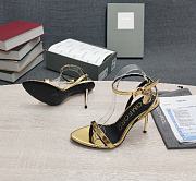 TOM FORD LAMINATED NAPPA PADLOCK POINTY NAKED SANDAL GOLD W2272T-LSP014 - 4