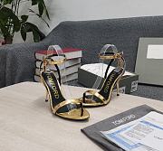 TOM FORD LAMINATED NAPPA PADLOCK POINTY NAKED SANDAL GOLD W2272T-LSP014 - 2