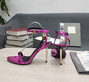 TOM FORD MIRROR LEATHER PADLOCK POINTY NAKED SANDAL FUCHSIA W2272T-LCL234 - 5