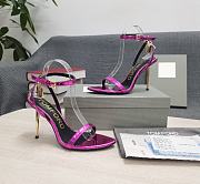 TOM FORD MIRROR LEATHER PADLOCK POINTY NAKED SANDAL FUCHSIA W2272T-LCL234 - 4