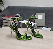 TOM FORD MIRROR LEATHER PADLOCK POINTY NAKED SANDAL ACID GREEN W2272T-LCL234 - 1