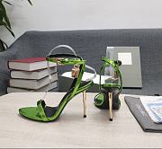 TOM FORD MIRROR LEATHER PADLOCK POINTY NAKED SANDAL ACID GREEN W2272T-LCL234 - 6