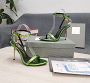 TOM FORD MIRROR LEATHER PADLOCK POINTY NAKED SANDAL ACID GREEN W2272T-LCL234 - 5