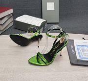 TOM FORD MIRROR LEATHER PADLOCK POINTY NAKED SANDAL ACID GREEN W2272T-LCL234 - 4