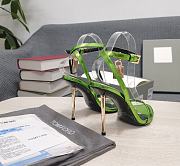 TOM FORD MIRROR LEATHER PADLOCK POINTY NAKED SANDAL ACID GREEN W2272T-LCL234 - 3