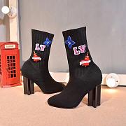 Louis Vuitton Black Stretch Fabric LV Black Heart Sock Ankle Boots - 3