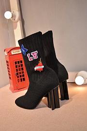 Louis Vuitton Black Stretch Fabric LV Black Heart Sock Ankle Boots - 5