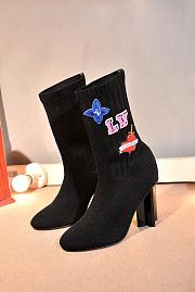 Louis Vuitton Black Stretch Fabric LV Black Heart Sock Ankle Boots - 4