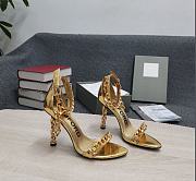 TOM FORD MIRROR LEATHER CHAIN HEEL ANKLE STRAP SANDAL GOLD W3070T-LCL234 - 1