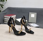 TOM FORD LEATHER CHAIN HEEL ANKLE STRAP SANDAL BLACK W3070T-LCL002 - 1