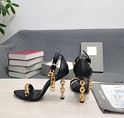 TOM FORD LEATHER CHAIN HEEL ANKLE STRAP SANDAL BLACK W3070T-LCL002 - 5